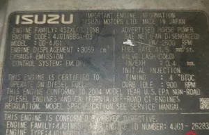 LOCATE YOUR ISUZU DIESEL ENGINE MODEL AND SERIAL NUMBER