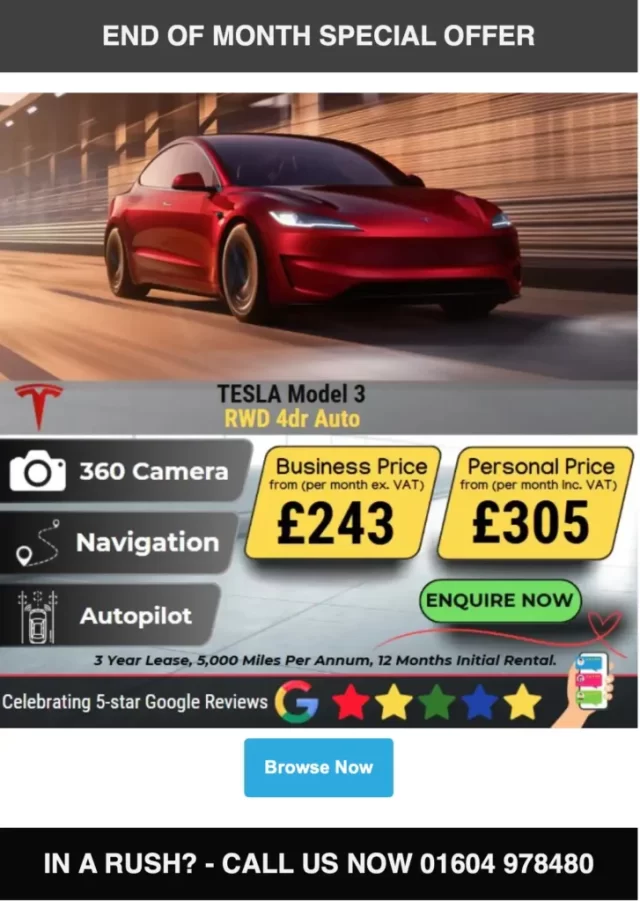Tesla UK Lease Prices Fall