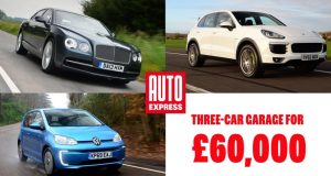 Three-car garage: Porsche Cayenne, Bentley Flying Spur and Volkswagen e-up! for under £60k