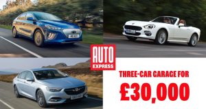 Three-car garage: Vauxhall Insignia, Fiat 124 Spider and Hyundai Ioniq Electric for £30k
